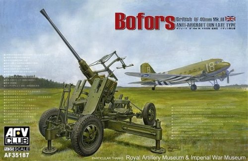 Go to product AFV CLUB 35187 - 1:35 QF 40 mm Bofors Mk.III AA Gun Late Type British Version