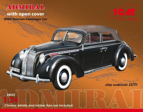 Go to product ICM 24022 - 1:24 Admiral Cabriolet with open cover, WWII German Passenger Car