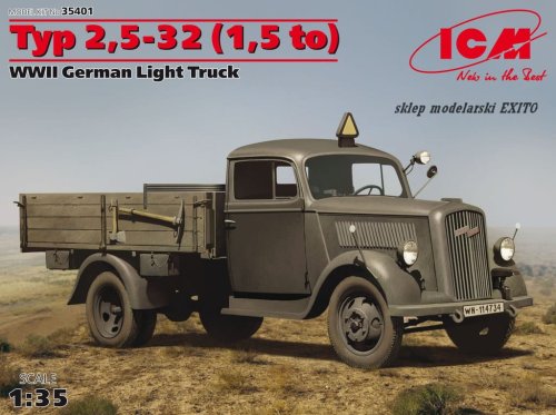 Go to product ICM 35401 - 1:35 Typ 2,5-32 (1,5 to) Opel Blitz - WWII German Light Truck
