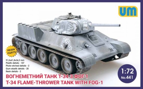 Go to product UNIMODELS 441 - 1:72 T-34 Flame-thrower tank with FOG-1