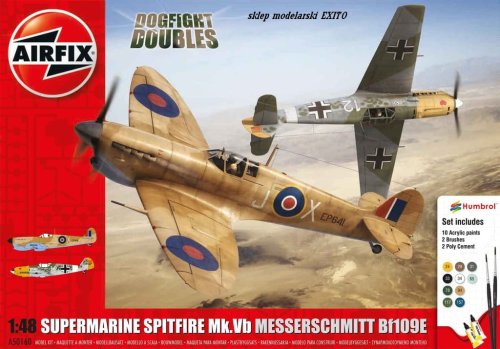 Go to product AIRFIX 50160 - 1:48 Supermarine Spitfire MkVb & Messerschmitt Bf109E - Dogfight Doubles Gift Set