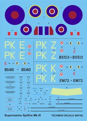 Go to product TECHMOD 48075 - 1:48 Supermarine Spitfire F.IX Gabreski's Spitfires