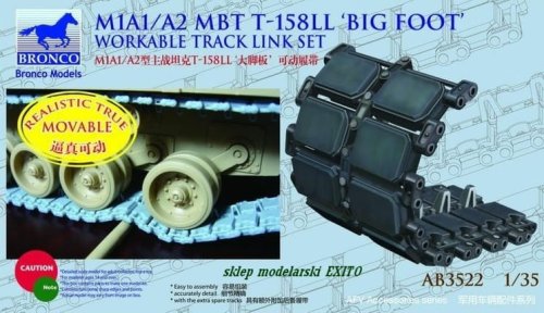 Go to product BRONCO AB 3522 - 1:35 M1A1/A2 MBT T-158LL Big Foot Workable Track Link Set