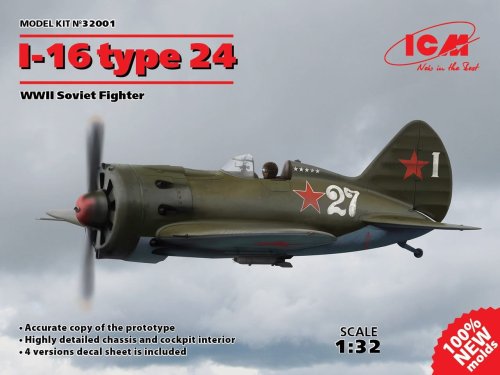 Go to product ICM 32001 - 1:32 Polikarpov I-16 type 24 WWII Soviet Fighter