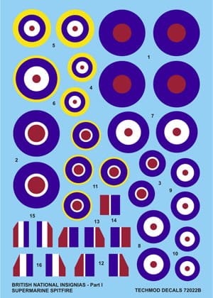 Go to product TECHMOD 72022 - 1:72 British National Insignias Part 1 - Spitfire