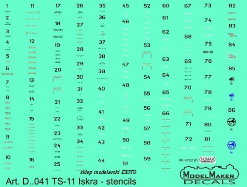 Go to product MODELMAKER D48041 - 1:48 TS-11 Iskra - stencils