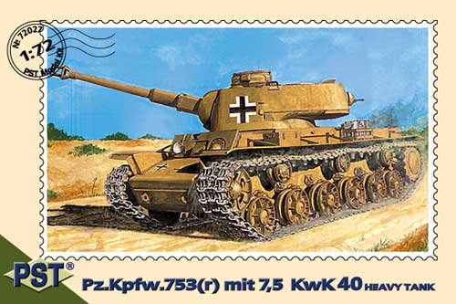 Go to product PST 72027 - 1:72 Pz.Kpfw.753(r) Heavy Tank with 7,5 KwK L/40 gun