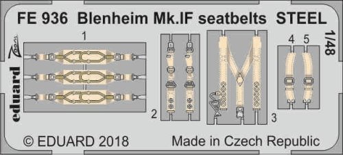 Go to product Eduard FE936 - 1:48 Blenheim Mk.IF seatbelts - Steel