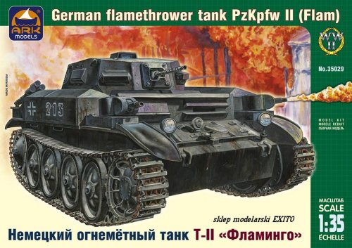 Go to product ARK MODELS 35029 - 1:35 German flamethrower tank Pz.Kpfw II (Flamm)