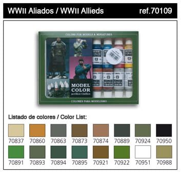Go to product VALLEJO Model Color Set 70109 - WW II Allied