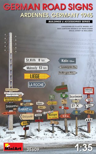Go to product MINIART 35609 - 1:35 German Road Signs Ardennes, Germany 1945
