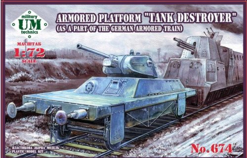 Go to product UNIMODELS UM-MT 674 - 1:72 Armored platform Tank destroyer (as a part of a german armored train)