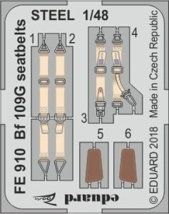 EDUARD FE910 - 1:48 Bf 109G seatbelts - Steel