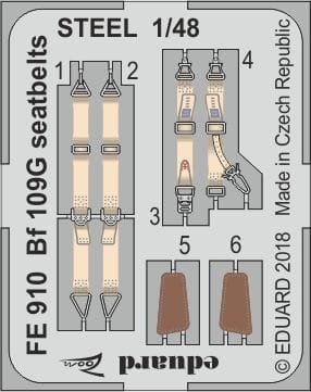 Go to product EDUARD FE910 - 1:48 Bf 109G seatbelts - Steel