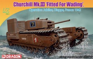 DRAGON 7520 - 1:72 Churchill Mk.III Fitted For Wading - Operation Jubilee Dieppe France 1942