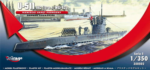 Go to product MIRAGE 350502 - 1:350 U-511 ( IXC TURN I + WGr42 ) Niemiecki okręt podwodny