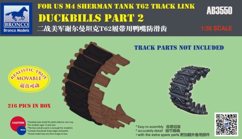 Go to product BRONCO AB 3550 - 1:35 Duckbills M4 Sherman for T62 Track Link