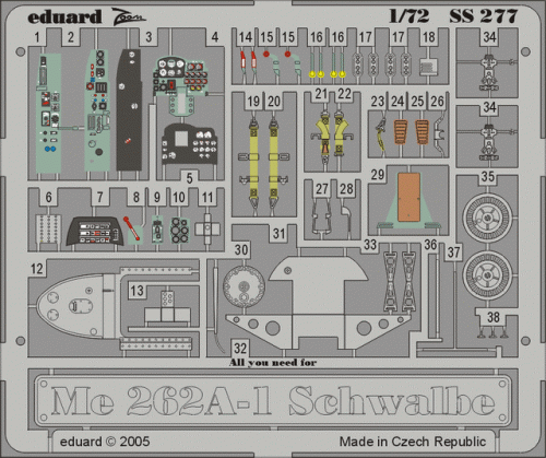 Go to product EDUARD SS277 - 1:72 Me 262A-1 Schwalbe