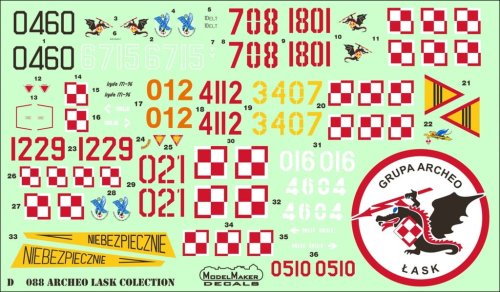 Go to product MODELMAKER D48088 - 1:48 Archeo Lask colection (Lim-2, MiG-21PF/MF, MiG-23MF, MiG-29A, Iryda, PZL-130, TS-11 Iskra, Mi-2, Mi-24D, TS-8 Bies, Su-22M4)