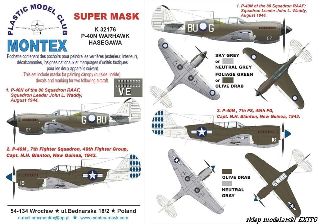 Go to product MONTEX K32176 - 1:32 P-40 N Warhawk