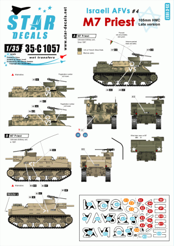 Go to product STAR DECALS 35-C1057 - 1:35 Israeli AFVs # 4. M7 Priest 105mm HMC.