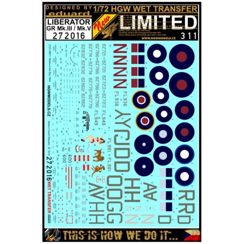 Go to product HGW 272016 - 1:72 Liberator GR Mk. III / Mk. V - Stencils