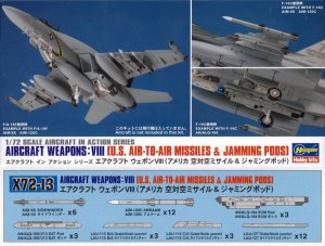 HASEGAWA X7213 - 1:72 U.S Aircraft Weapons VIII - Air to Air Missiles & Jamming Pods