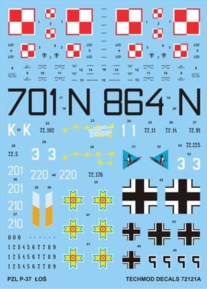 Go to product TECHMOD 72121 - 1:72 PZL P-37 Łoś