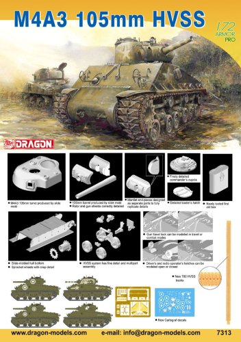 Go to product DRAGON 7313 - 1:72 M4A3 Sheman 105mm HVSS