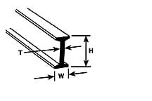 PLASTRUCT 90519 - Styrene I-Beam 11.1 mm x 5.6 mm x 375 mm