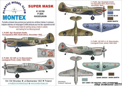 Go to product MONTEX K32150 - 1:32 P-40 K 112 Squadron RAF & USRR