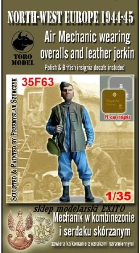 Go to product TORO MODEL 35F63 - 1:35 NWE 1944-45 Air Mechanic wearing overalls and leather jerkin