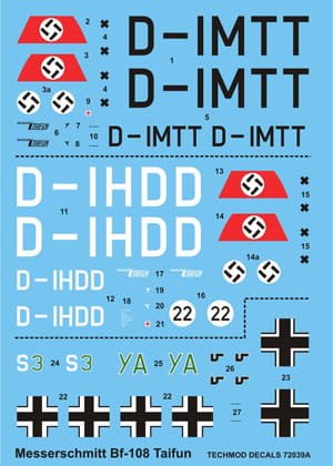 Go to product TECHMOD 72039 - 1:72 Messerschmitt Bf-108 Tajfun