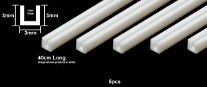 TAMIYA 70207 - Plastic Beams 3mm U-Shaped - Clear 5pcs x 40 cm