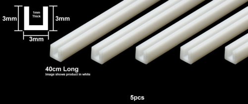 Go to product TAMIYA 70207 - Plastic Beams 3mm U-Shaped - Clear 5pcs x 40 cm
