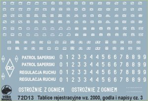 TORO MODEL 72D13 - 1:72 Polish Army vehicle Registration numbers 2000 pattern unit insignia & stencils vol.3