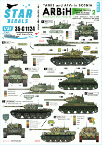 STAR DECALS 35-C1124 - 1:35 Tanks & AFVs in Bosnia # 2. ARBiH M-84, T-34, Hellcat, M-60PB, M47, M53/59 Praga.