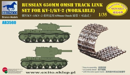 Go to product BRONCO AB 3560 - 1:35 Russian 650mm OMSH Track For KV-1/KV-2 (Workable)