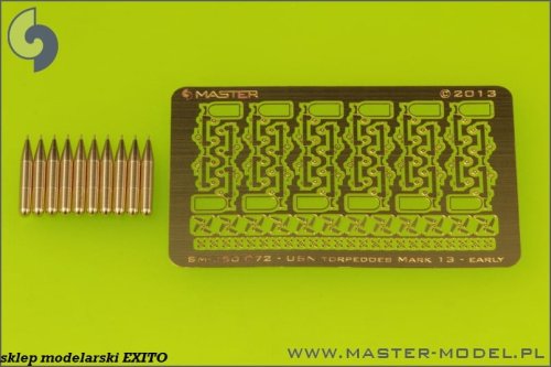 Go to product MASTER SM-350-072 - 1:350 American aircraft torpedo Mark 13 22.4in with early type trolleys