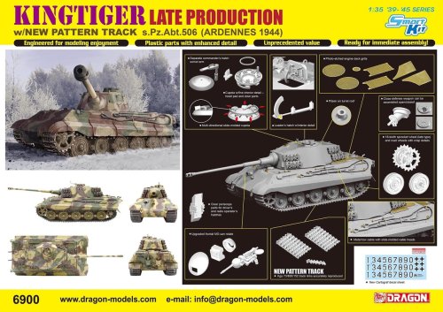 Go to product DRAGON 6900 - 1:35 Kingtiger Late Production w/New Pattern Track s.Pz.Abt.506 Ardennes 1944
