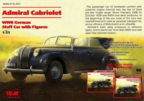 Go to product ICM 35471 - 1:35 Admiral Cabriolet - WWII German Staff Car with Figures