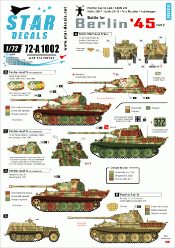 Go to product STAR DECALS 72-A1002 - 1:72 Battle for Berlin 45 # 2. SS-Nordland and Panthers