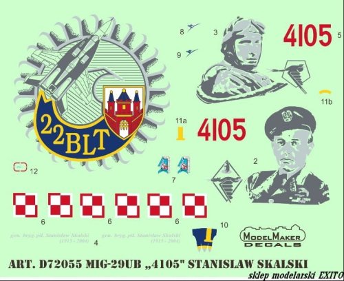 Go to product MODELMAKER D72055 - 1:72 MiG-29UB 4105 Stanislaw Skalski