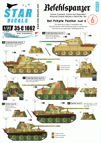 Go to product STAR DECALS 35-C1062 - 1:35 Befehlspanzer # 6. Bef.PzKpfw Panther Ausf G.