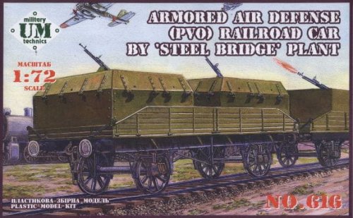 Go to product UNIMODELS 616 - 1:72 Armored Air Defense ( PVO) Railroad car by steel bridge plant
