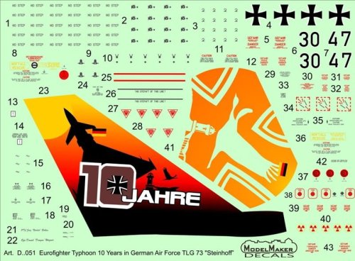 Go to product MODELMAKER D32051 - 1:32 Eurofighter Typhoon 10 Years in German Air Force TLG 73 Steinhoff