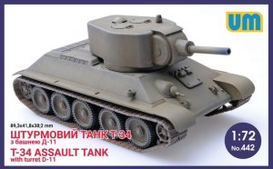 UNIMODELS 442 - 1:72 T-34 Assault Tank with Turret D-11