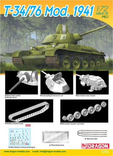 Go to product DRAGON 7259 - 1:72 T-34/76 Mod. 1941