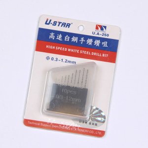 U-STAR UA90250 - Drill Bit Set 0,3-1,2mm 10pcs.