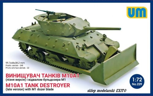 Go to product UNIMODELS 229 - 1:72 M10A1 Tank destroyer (late version) with M1 dozer blade